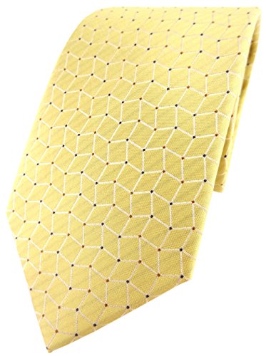 TigerTie Designer Seidenkrawatte gelb blau orange gemustert - Krawatte Seide