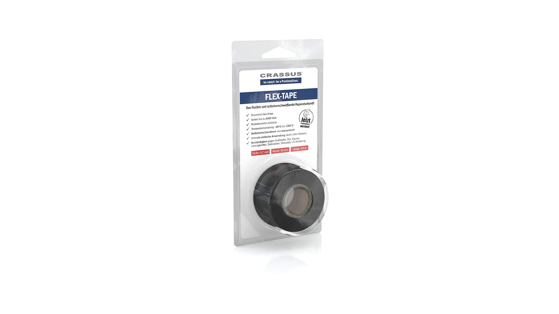 Crassus Flex-Tape, Flexibles und Selbstverschweißendes Reparaturband, 1 Stück, Schwarz, CRA70605