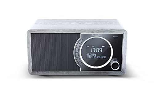 SHARP DR-450 (BR) DAB, DAB+ Digitalradio, Bluetooth, FM Radio, Alarm-/Schlaf und Snooze-Funktion, Holzoptik, Braun