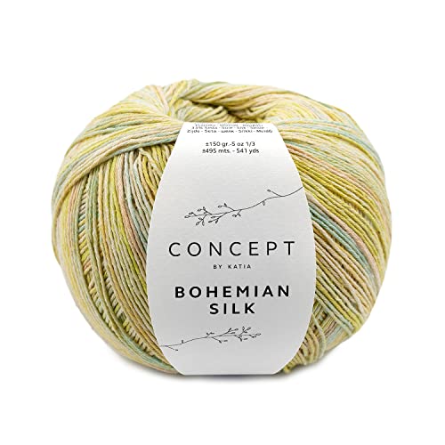 Strickgarn Baumwolle Seide | Katia Bohemian Silk 150g | Sommerwolle dezent gemustert | reine Naturfasern Baumwollgarn mit Bouretteseide (205)