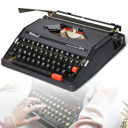 DPLXFPP Manuelle Retro-Schreibmaschine, Kreative Vintage-Schreibmaschine, Traditionelle Tragbare Manuelle Schreibmaschine, Vintage-Schreibmaschine Für Einen Nostalgischen Flow,Black