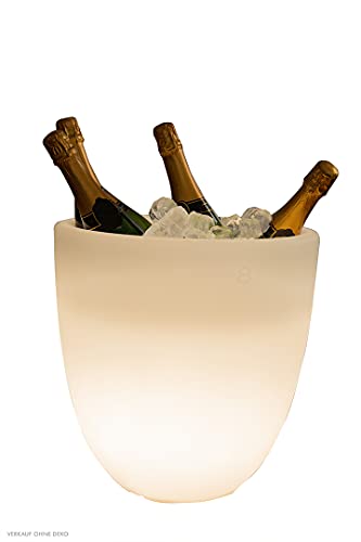 8 seasons design Curvy Cooler LED Champagner Kühler Beleuchtet, Weinkühler, Sektkühler, Getränkekühler Eiskübel (Outdoor/Indoor) 32090W Weiß