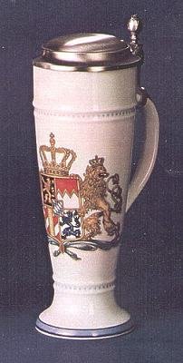 Zimmermann Bierseidel Bier-Krug Wappen 1794 bunt Weißbierkrug mit Zinndeckel