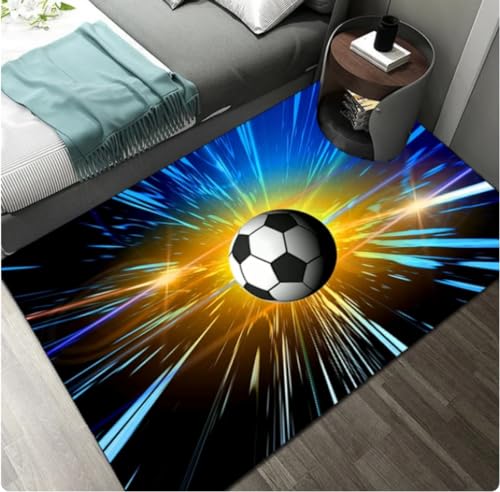 KIESEY Fußball Bilder Teppich Wohnzimmer Dekoration Teppiche für Schlafzimmer Wohnzimmer Teppich zu Hause Eingangstür Matte 60x90cm