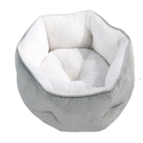 Zoomlie Cord-Katzenbett für drinnen und draußen, verbesserter Schlaf, bequemes Haustiernest, langlebig, sechseckige Hundematratze, flauschig, dick, Kätzchenbett (L,Hellgrün-Weiß)