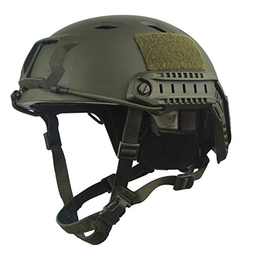 LOOGU Airsoft Helm Fast BJ Militärhelm Ops Core Helm mit Kopftuch Taktischer Schutzhelm für Paintball Freizeit Outdoor Tactical Jagd Top Grün Helmet