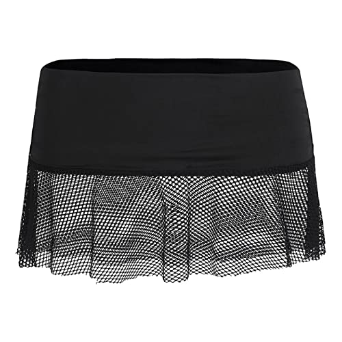 Damen Sexy Röcke Damen Kleidung Weicher Stretch Minirock Transparenter durchsichtiger Fischnetz Aushöhlen Low Rise Minirock,XL