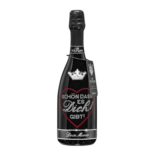 personalisiert Frau Geschenk Geburtstag Liebe mit Swarovski Kristallen Prosecco Flasche 0,75 l Motiv SCHÖN DASS ES DICH ! GIBT!