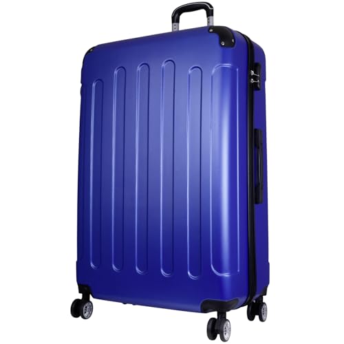 Trendyshop365 Koffer und Koffer-Set 3-teilig Avalon Hartschale 4 Räder Zahlenschloss (blau, großer Reisekoffer - Größe XL)
