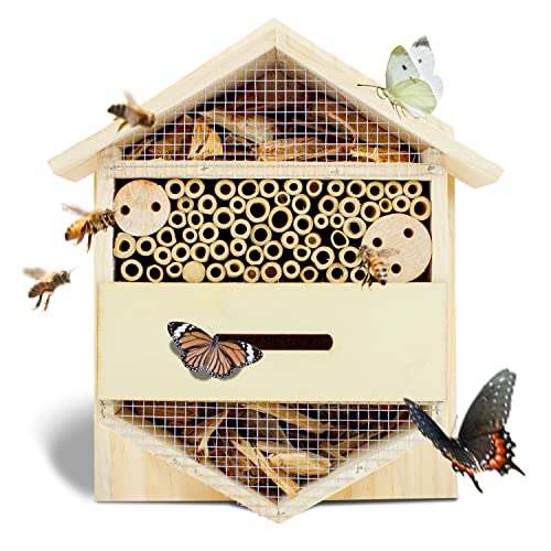 FeldundStall Insektenhotel für Garten, Balkon und Terasse - Wetterfestes Insektenhaus zum Aufhängen oder zum stehend Anbringen