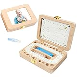 Zahnbox Holz Milchzähne Box Jungen Mädchen Milchzahndose Zahndose Fotorahmen Design Liebevolles Geschenk [Englisch Version]