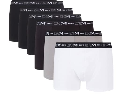Dim Herren Coton Boxer X6 Boxershorts, Baumwolle, Stretch, 6 Stück, Mehrfarbig (schwarz/grau/weiß + schwarz/schwarz 5 zc), XL (6er Pack)