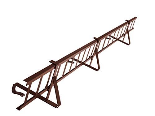Komplettes Schneefanggitter Set 1,5 m Lang, mit 2 Halterungen für Dachsteine und Dachziegel zum Einhängen auf der Lattung (Gitterhöhe 15 cm, RAL 8004 Ziegelrot)