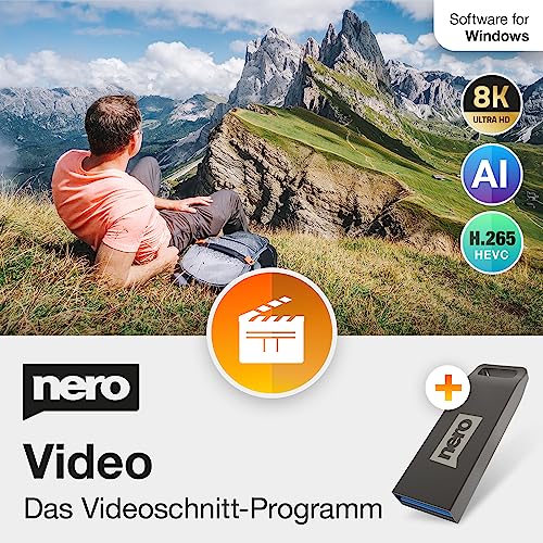 Nero Video 2024 auf USB Stick | Videobearbeitung | Video editing | Videobearbeitungsprogramm | Videoschnittprogramm | 8K | unlimitierte Lizenz | Windows 11/ 10 / 8 / 7 für 1 PC