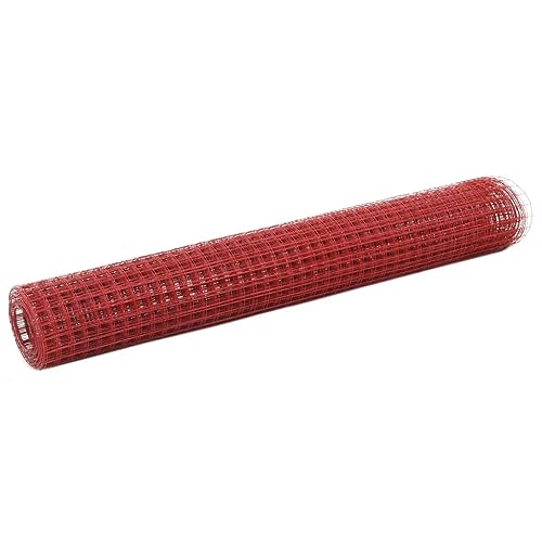 SMTSEC Maschendrahtzaun Stahl mit PVC-Beschichtung 10x1m rot