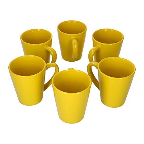 Van Well 6X Kaffeetassen in Gelb I Konisch I Moderner Stil I Ø 9 cm I 330 ml I Tee-Pott I Einfarbige Kaffeebecher