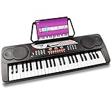 Keyboard piano - MAX KB8 - Draagbaar Keyboard Piano met 49 Toetsen (full size), Ingebouwde Speakers, Recordfunctie, 6 Demo Songs - Zwart