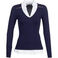 Morgan Damen Sweater 132-MYLORD.M, Button-down, Uni, Blau, Marine (Marine/Blanc), 34 (Herstellergröße: XS)