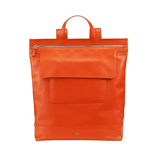 DUDU Herrenrucksack, weicher lässiger Damenrucksack aus echtem Leder mit Reißverschluss Großer bunter Rucksack für die Arbeit und Freizeit Orange
