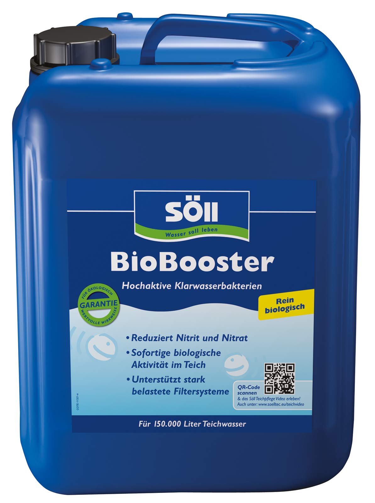 Söll 80409 BioBooster Teichbakterien für klares Wasser rein biologisch 5 l - hochaktive Klarwasserbakterien reduzieren Nitrit Nitrat im Gartenteich Fischteich Schwimmteich Koi-Teich