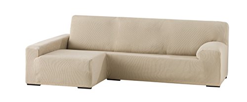Eysa elastisch sofa überwurf chaise longue links, frontalsicht, Polyester-Baumwolle, 01-beige, 90 x 240 - 280 x 155 cm