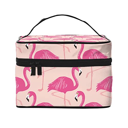 Flamingo-Make-up-Tasche für Frauen,Reise-Kosmetiktasche mit großem Fassungsvermögen,tragbarer Kulturbeutel,Make-up-Tasche für Mädchen,niedliches Schmuck-Make-up-Pinsel-Organizer-Etui,Geschenke fü