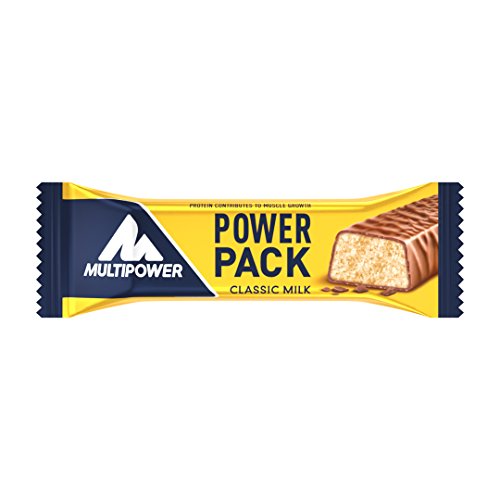 Multipower Power Pack Classic Milk Protein Riegel – Eiweißriegel mit 27% Protein – klassischer Power Bar als gesunder Sport-Snack – mit leckerem Banane-Schokolade-Geschmack – 24x35g