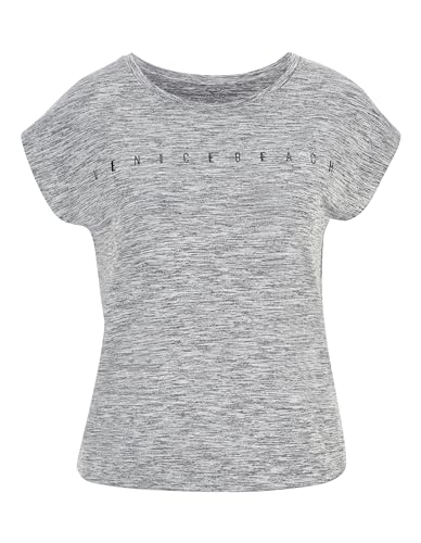 Venice Beach Sport-T-Shirt für Damen mit figurumspielender Schnittform und Rundhalsausschnitt Wonder L, Coal B Melange