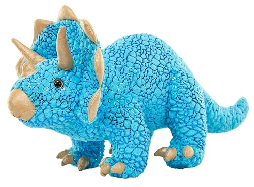 Wild Republic Foilkins Dino Triceratops, Stofftier, 30,5 cm, Plüschtier, Füllung ist gesponnene recycelte Wasserflaschen