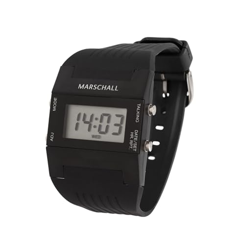 Marschall Sprechende Armbanduhr I 1109 I Extra großes Display I Ansage von Uhrzeit und Wochentag I Wecker I Perfekt für Senioren, Blinde und Demenzkranke