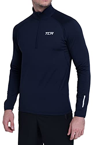 TCA Winter Run Herren Thermo Langarm Trainingsshirt mit Viertel-Reißverschluss - Warmes Laufshirt für Männer - Night Sky (Blau), S