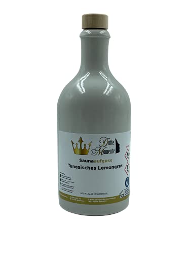 Sauna Aufguss Tunesisches Lemongras - 500ml in weißer Steinzeugflasche mit Korkmündung in gewohnter Premiumqualität von Dufte Momente
