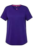 Ulla Popken Damen Funktionsshirt, antibakteriell, V-Ausschnitt, Halbarm T-Shirt, lila, 54-56