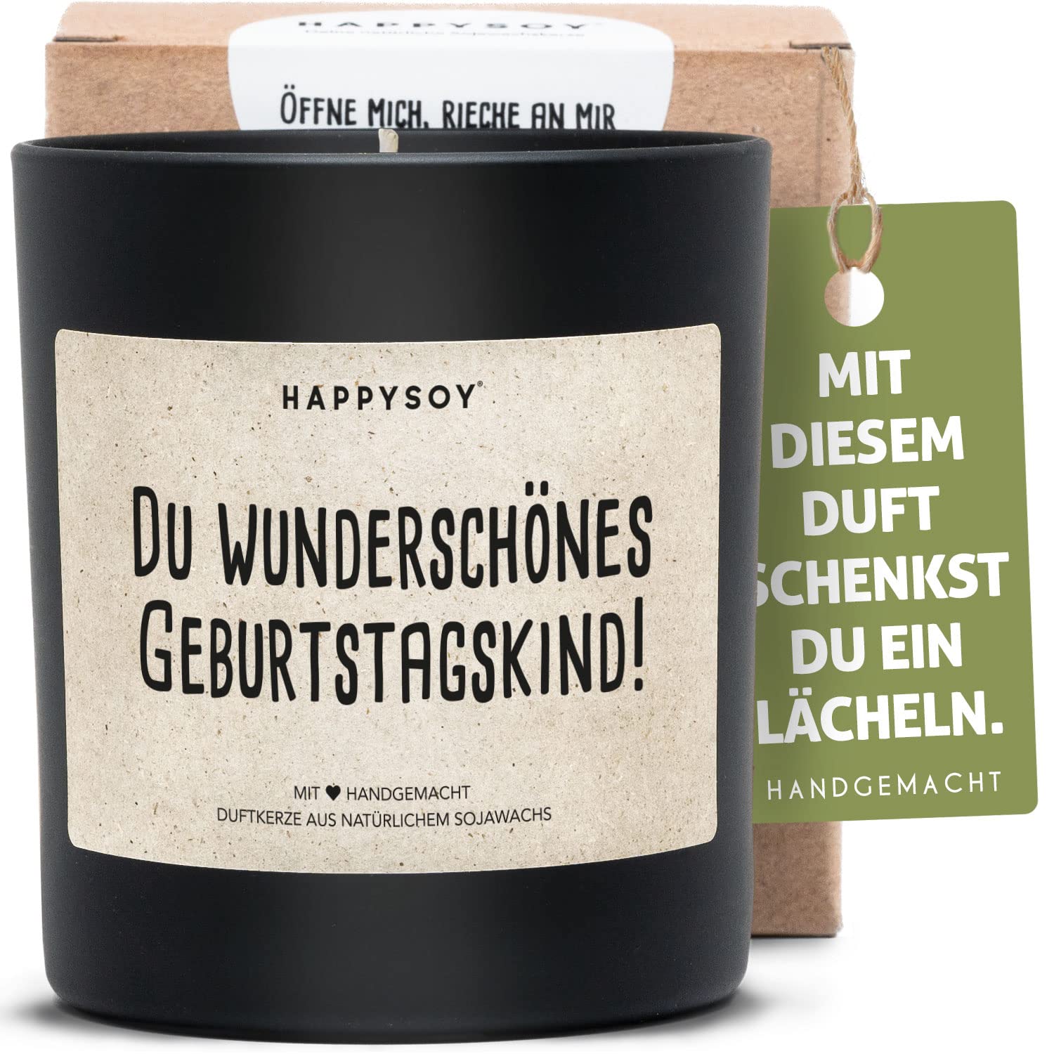 Geburtstag Soja Duftkerze im Glas mit Spruch - 100% natürlich handgemacht, nachhaltig persönlich Geschenk Geschenkidee beste Freundin Freund Mama Papa Birthday Freude Liebe Glück verschenken