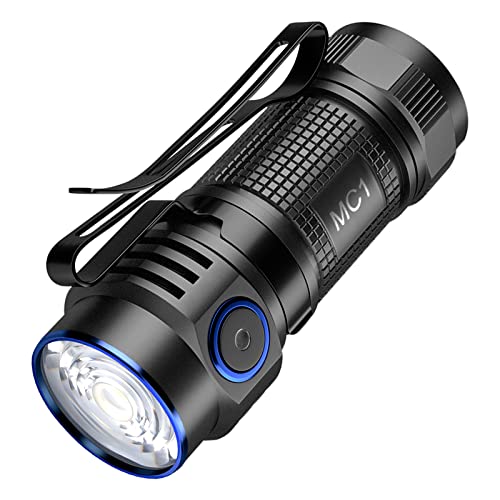 TrustFire MC1 Mini Led Taschenlampe Cree XP-L HI CW LED Max. 1000 Lumen mit 16340 IMR Li-ion Akku und Magnet-USB-Ladekabel wiederaufladbar - Alu und Schwarz