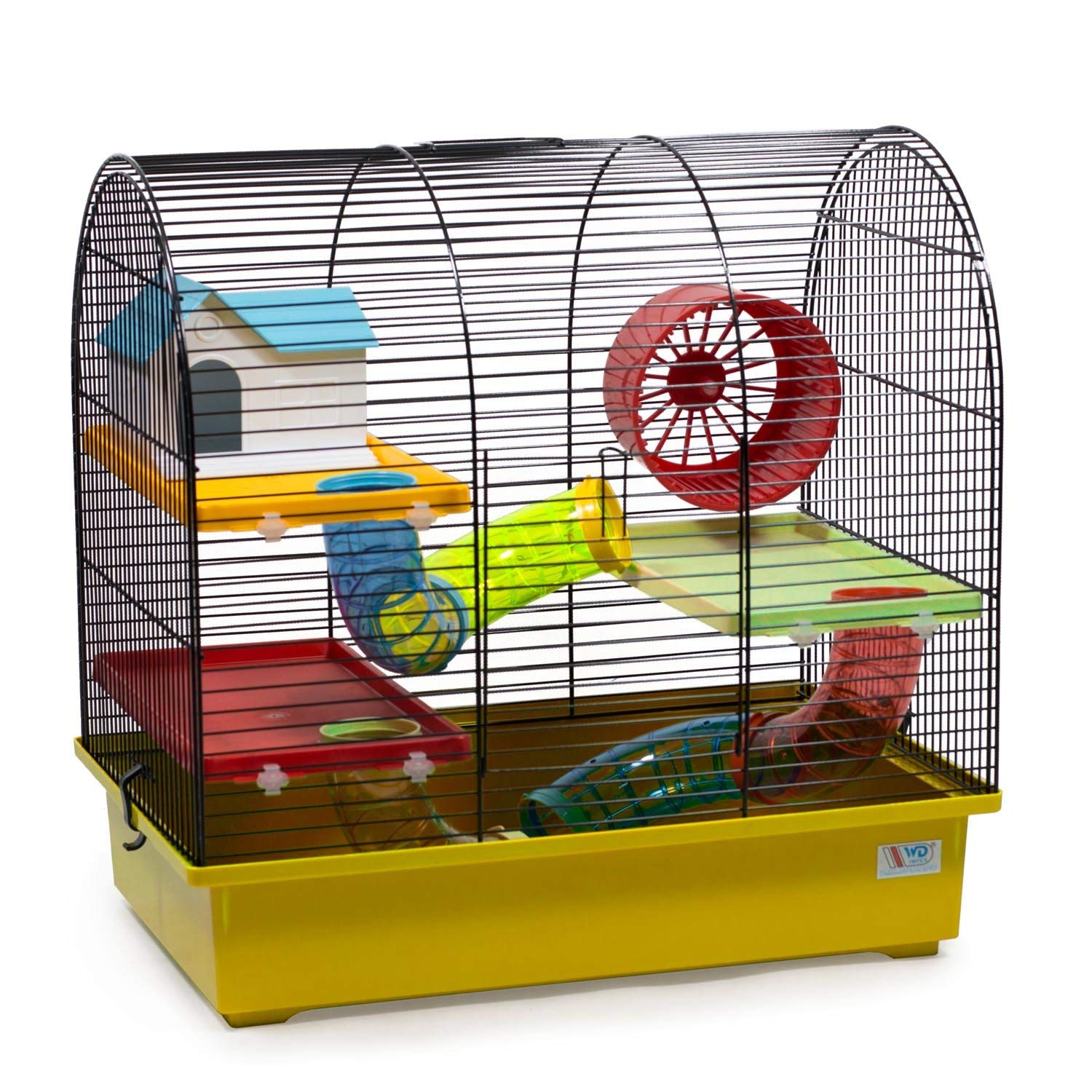 decorwelt Hamsterkäfige Gelb Außenmaße 49x32,5x48,5 Nagerkäfig Hamster Plastik Kleintier Käfig mit Zubehör