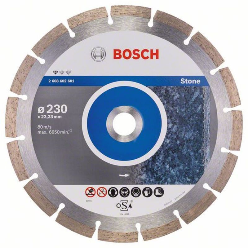Bosch Diamanttrennscheibe Standard for Stone, 230 x 22,23 x 2,3 x 10 mm, 1er-Pack 2608602601