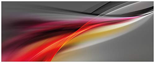 Wallario Glasbild Schwarz rot pink - Abstraktes Design - 50 x 125 cm in Premium-Qualität: Brillante Farben, freischwebende Optik