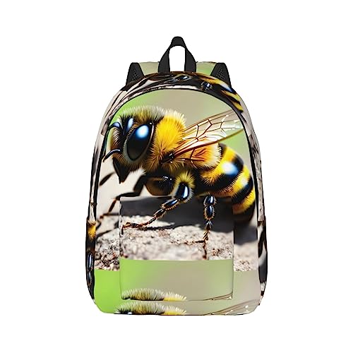 Niedliche kleine Biene Segeltuch große Kapazität Seesack mit verstellbaren Schultergurten für Schule Outdoor Sport, Schwarz , S