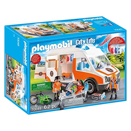 Playmobil Konstruktions-Spielset "Rettungswagen mit Licht und Sound (70049) City Life"