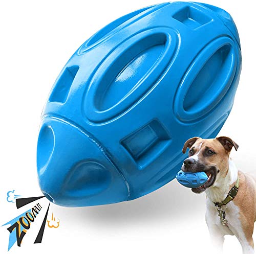 Quietschendes Hundespielzeug für aggressive Kauer: Gummi-Welpen-Kauball mit Quietscher, fast unzerstörbares und langlebiges Haustierspielzeug für mittelgroße und große Rassen (blau)