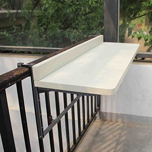 FLYIFE Decktisch Railing Deck Tables – Balkon-Klapptisch mit hängendem Geländer, 5-Fach höhenverstellbarer, zusammenklappbarer Außenterrassen-Beistelltisch, Balkontisch zum Einhängen, Höhe des Sch