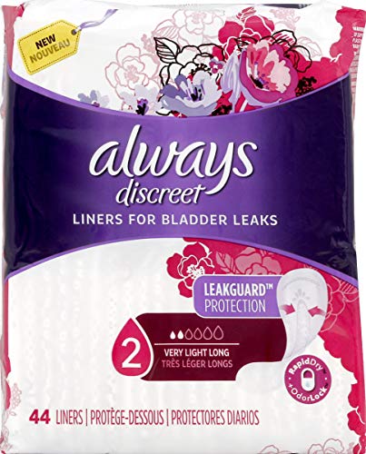 Discreet, Incontinence Liners, Very Light, Long Length, 44 Count by Always Discreet