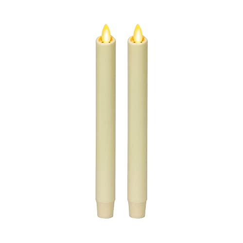 Luminara Flammenlose Stabkerzen (2er-Pack, Elfenbeinweiß); 9,75-Zoll-flackernde Flammen-Echtwachs-LED-batteriebetriebene Kerzen