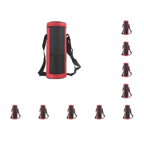 10 Set Wasserflaschenkühler Thermotasche mit verstellbarem Gurt Tragbares Oxford-Gewebe Wasserdichte Tasche Isolierung Kühltaschen für Rot