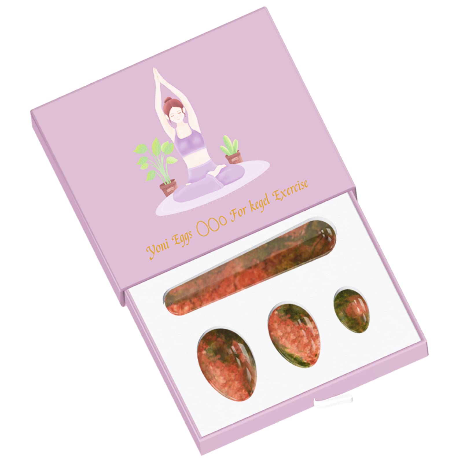 Yoni Ei Massage Stick Jade Eier Frauen Kegel Exerciser Jade Kristall Kegel Eier, Ungebohrt F Mit Box