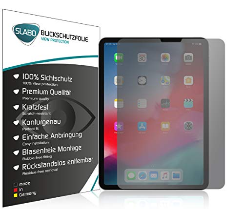 Slabo Blickschutzfolie kompatibel mit iPad Air 10,9" (4. Gen. | 2020) | iPad Pro 11" (1. - 3. Gen. | 2018-2021) Sichtschutz Displayschutzfolie View Protection Schwarz Privacy