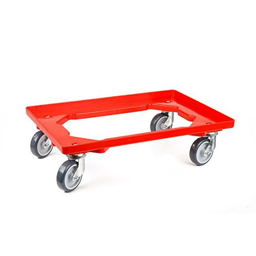 aidB Kunststoff Transportroller Offen - Rot - mit Gummiräder, 4 Lenkrollen - Einzel