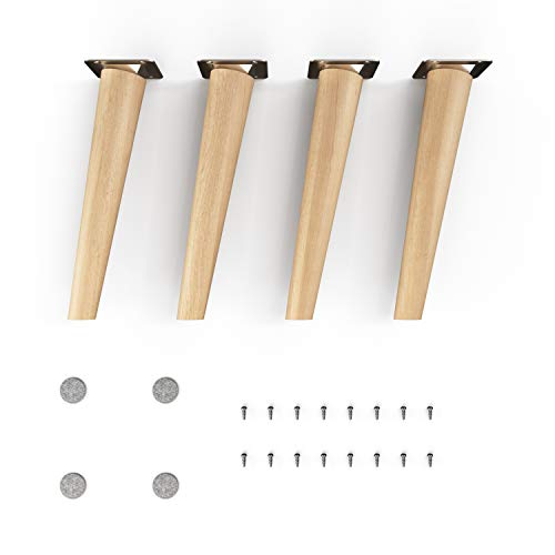 sossai® Holz-Möbelfüsse - Clif Round | Öl-Finish | Höhe: 25 cm | HMF2 | rund, konisch (schräge Ausführung) | Material: Massivholz (Buche) | für Stühle, Tische, Schränke etc.