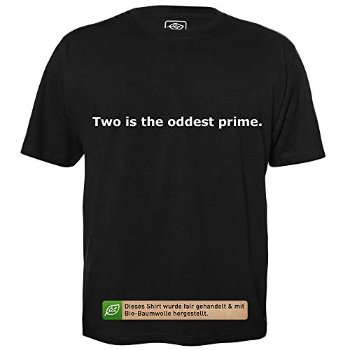 Two is The oddest Prime - Herren T-Shirt für Geeks mit Spruch Motiv aus Bio-Baumwolle Kurzarm Rundhals Ausschnitt, Größe L